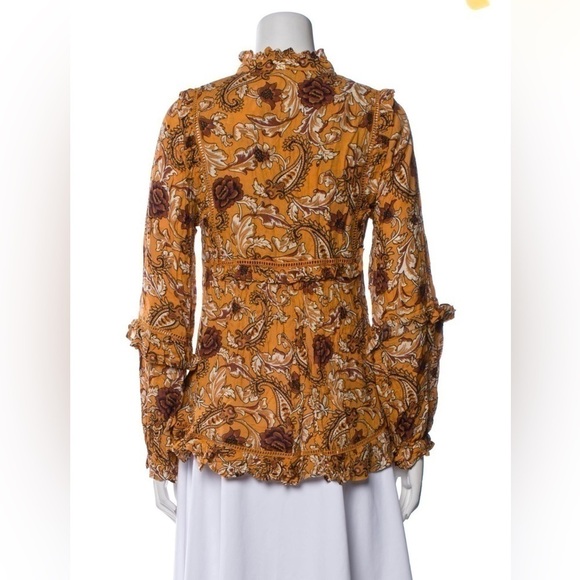 SPELL Fall Brown Etienne Blouse Paisley Floral Top Size Small NWT - Picture 6 of 8